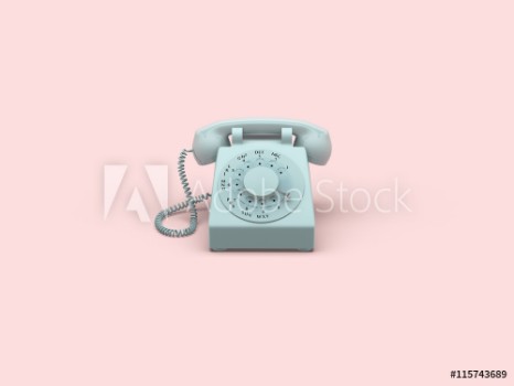 Picture of phone vintage on pink background 3d rendering